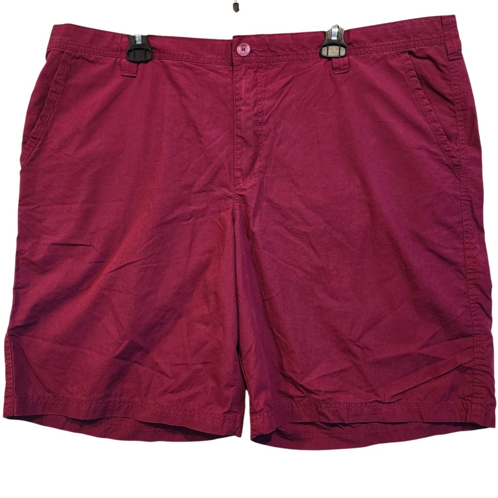 Columbia Mens Burgundy Cotton Casual Flat Front Shorts Size 42 AM4471 10 Inseam